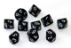 Polyhedral Dice 7 Piece Set Opaque Black with White